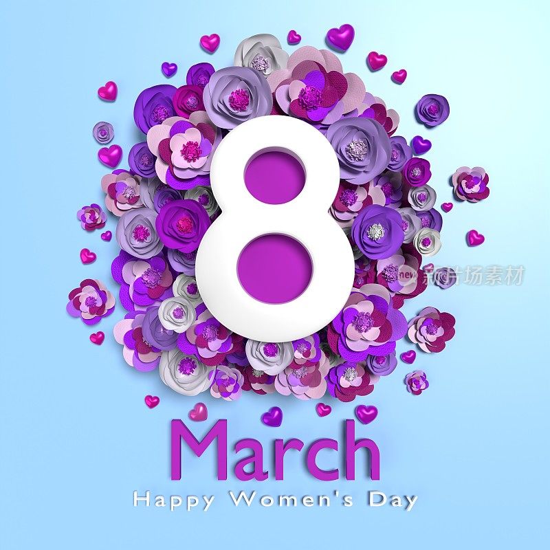 8 .用文字和鲜花庆祝3月8日国际妇女节